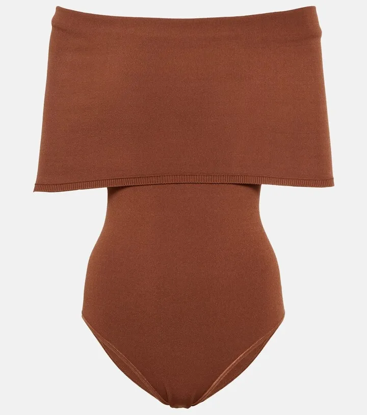 Off-shoulder knit bodysuit