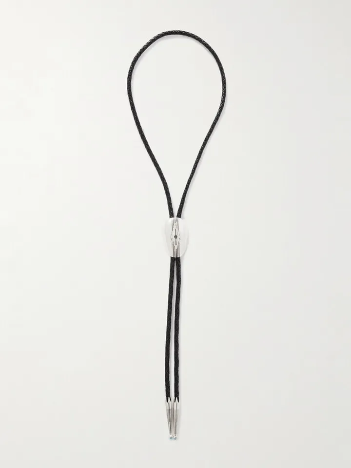 + Umit Benan Leather and Silver-Plated Bolo Tie