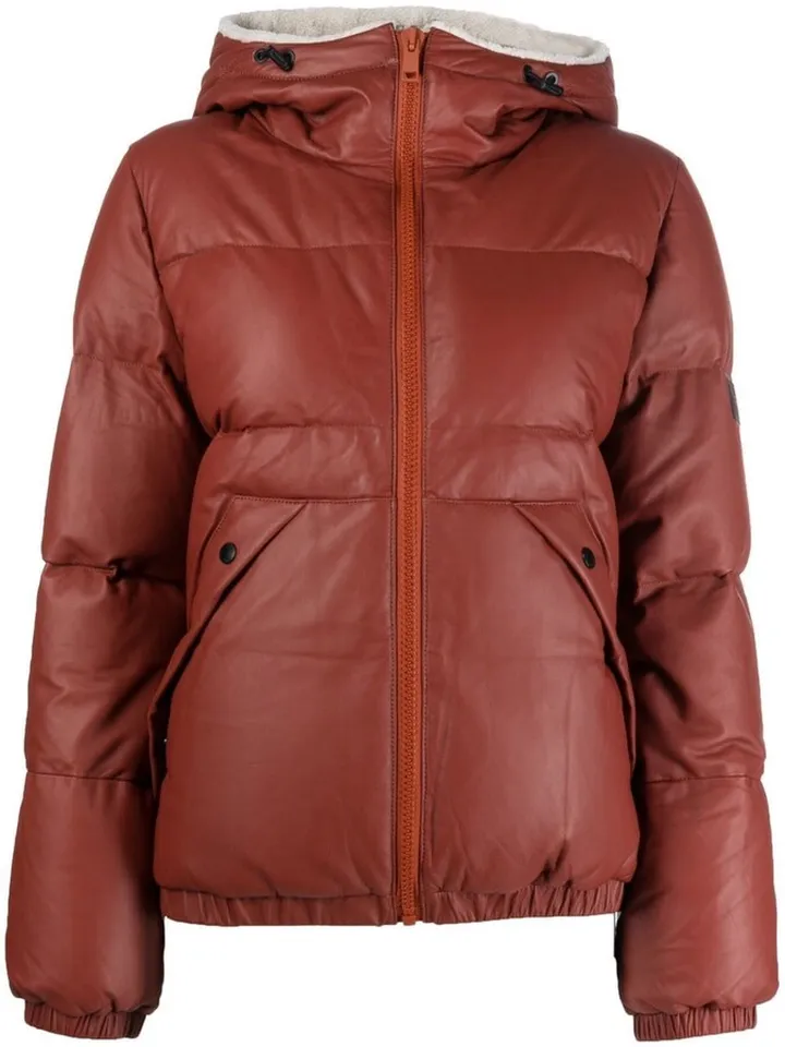 Shearling-Trim Hooded Down Jacket