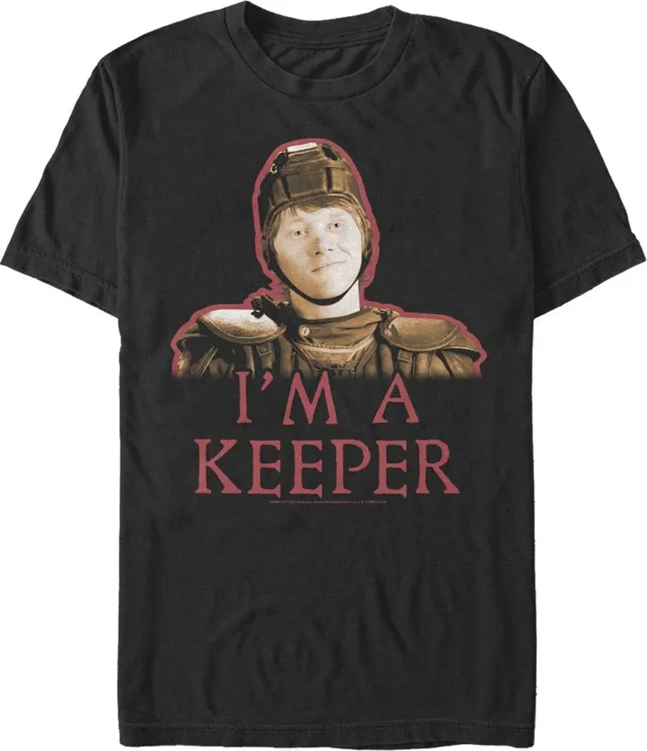 Men's Harry Potter Ron I'm a Keeper T-Shirt - Black - Small