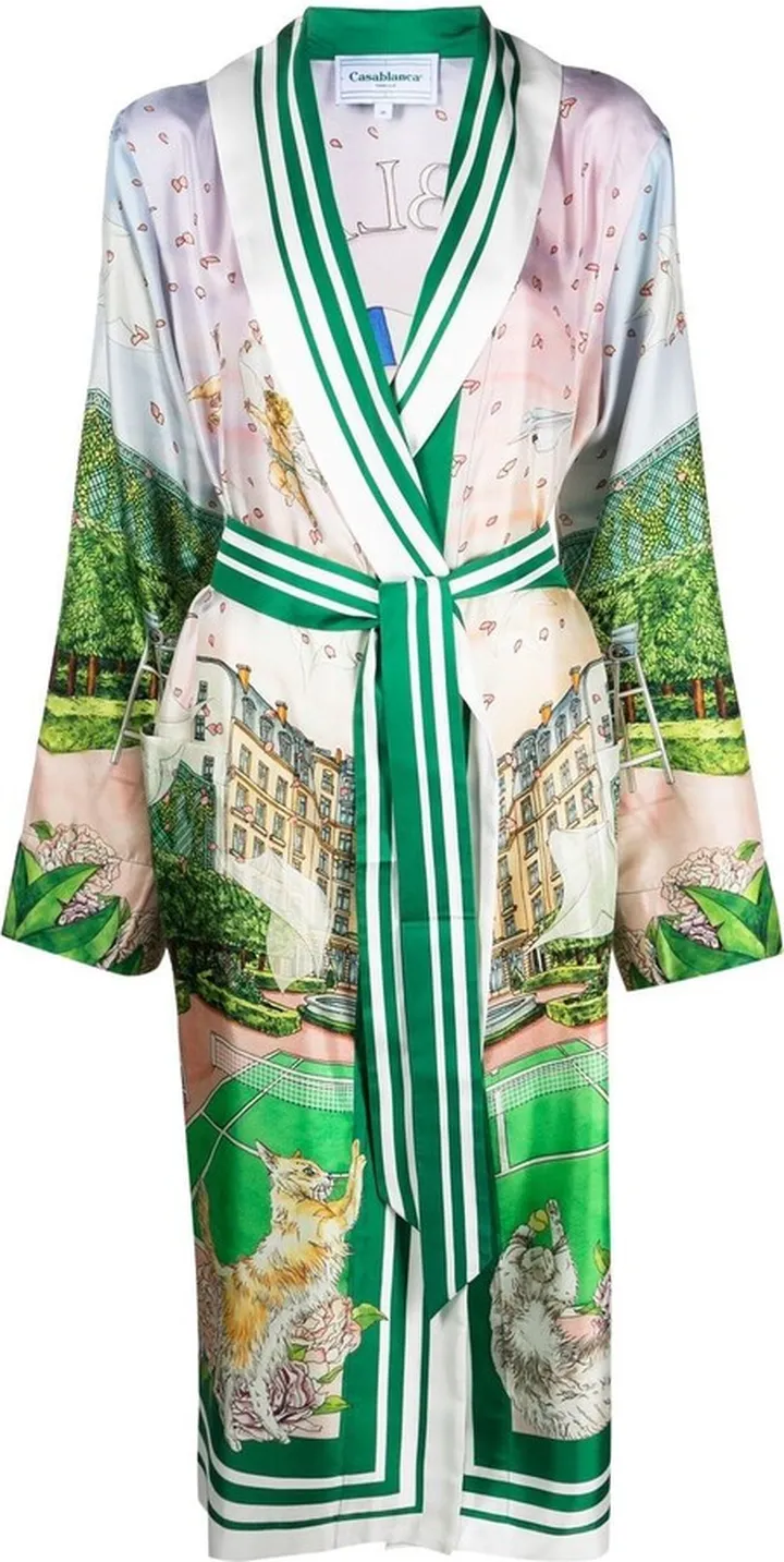 CASABLANCA- Printed Silk Robe