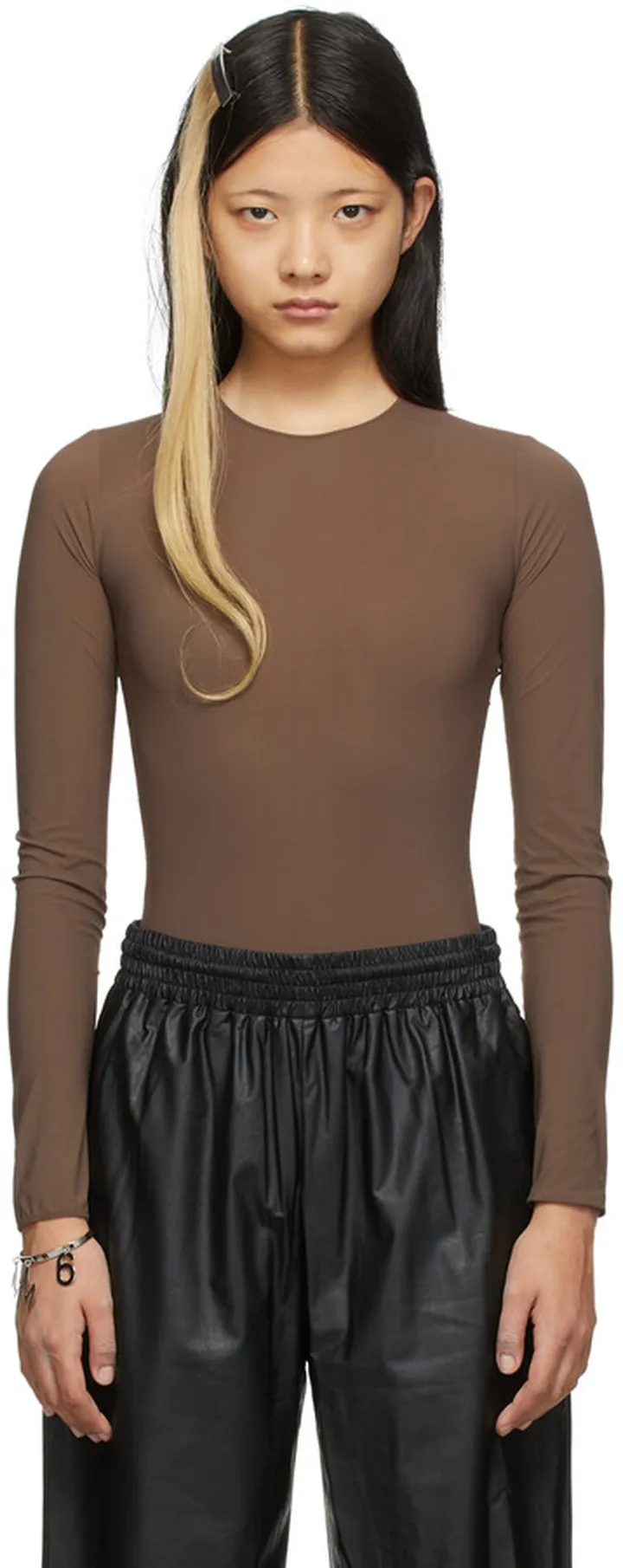 Maison Margiela Brown Nylon Second Skin Bodysuit