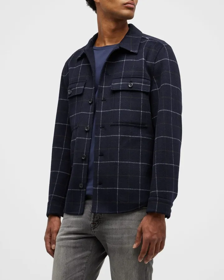 Men's Splittable Plaid Shirt Jacket