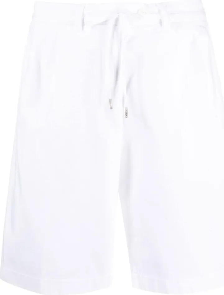 Belted-Waist Tailored Cotton Shorts