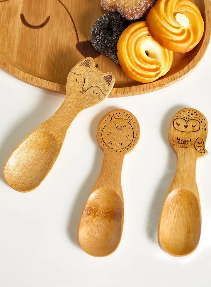 3 Pack Woodland Baby Bamboo Spoon