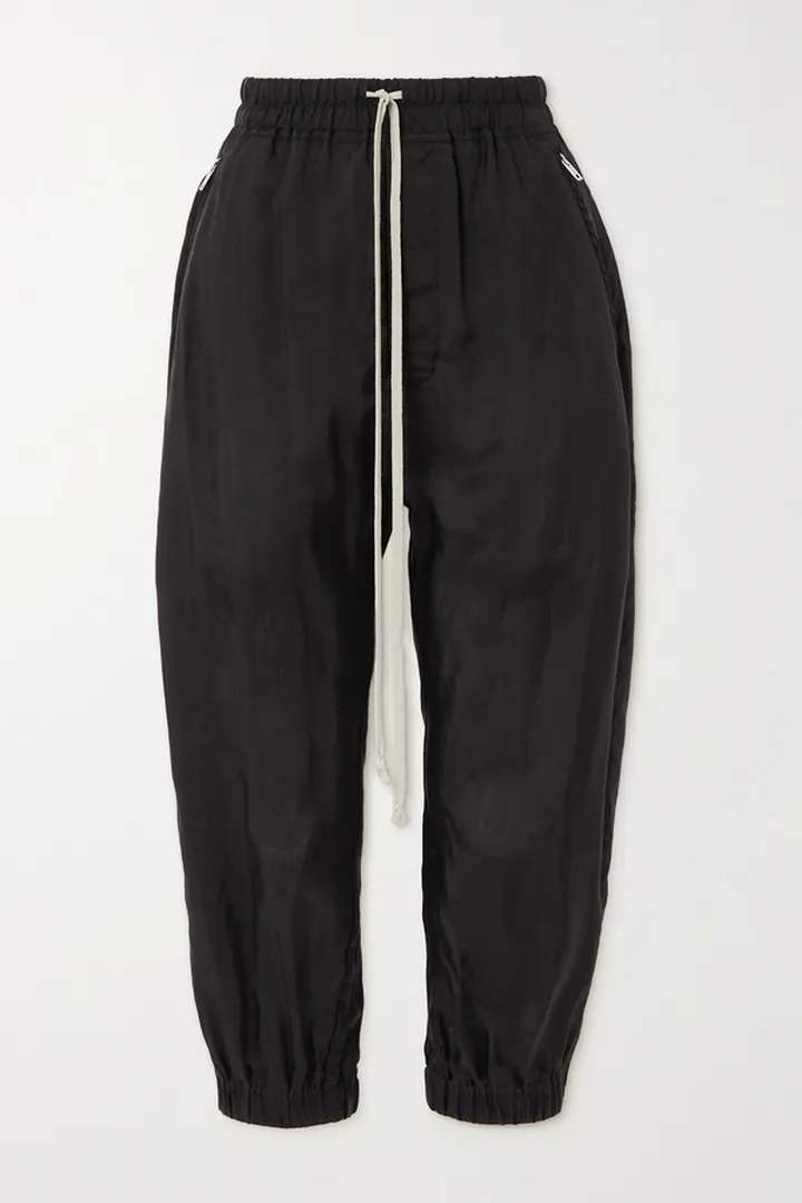 Rick Owens - Cropped Crepe De Chine Track Pants - Black