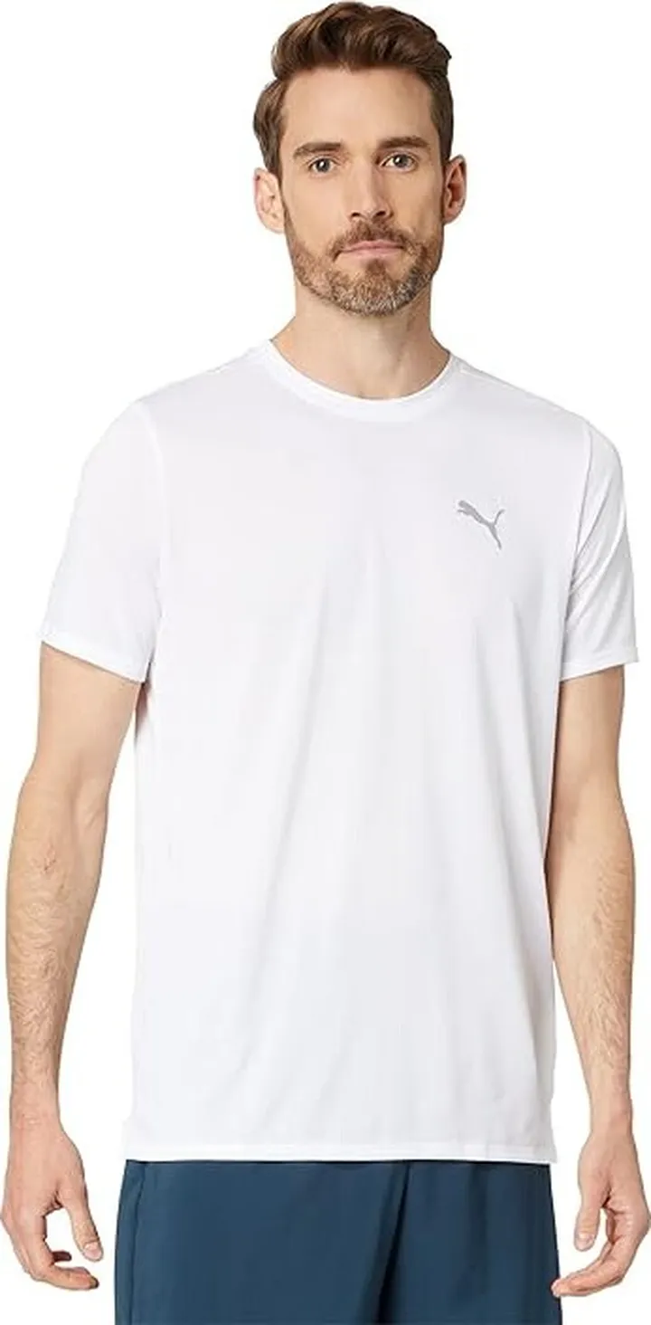 PUMA Run Favorite Heather Short Sleeve Tee (Puma White) Men's Clothing