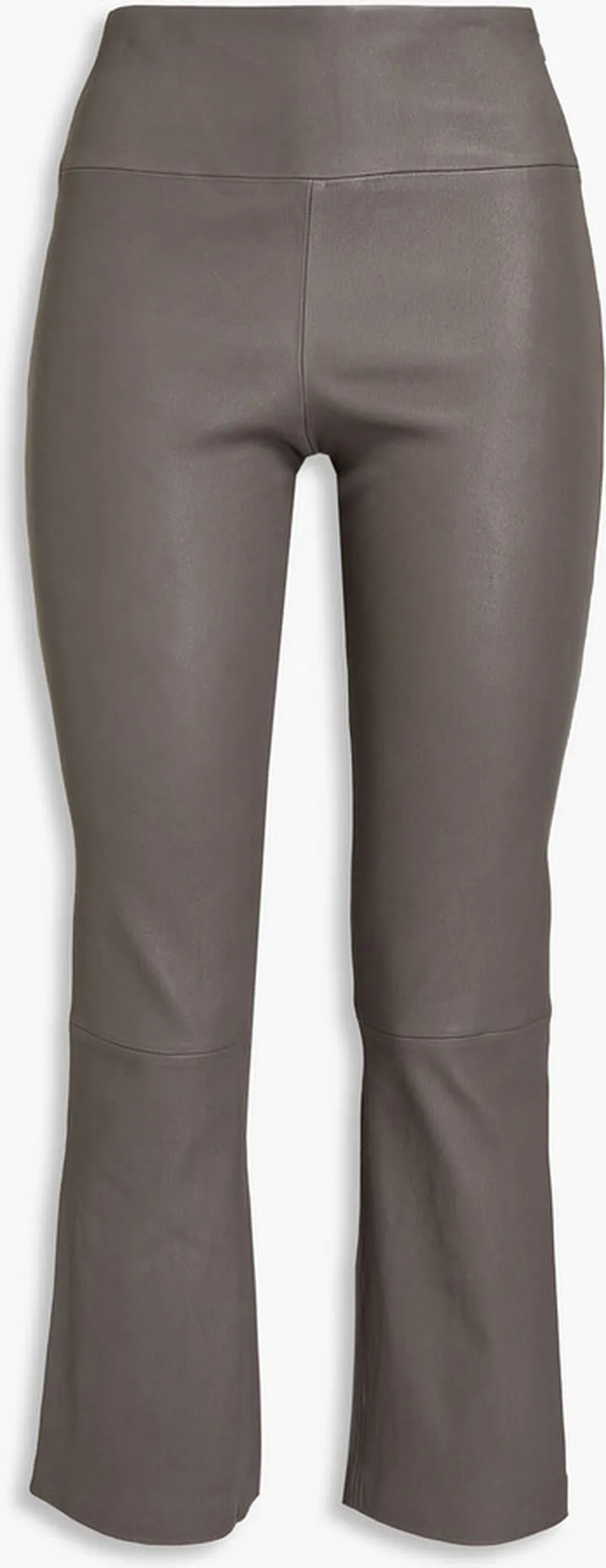 Yoke cropped leather flared pants