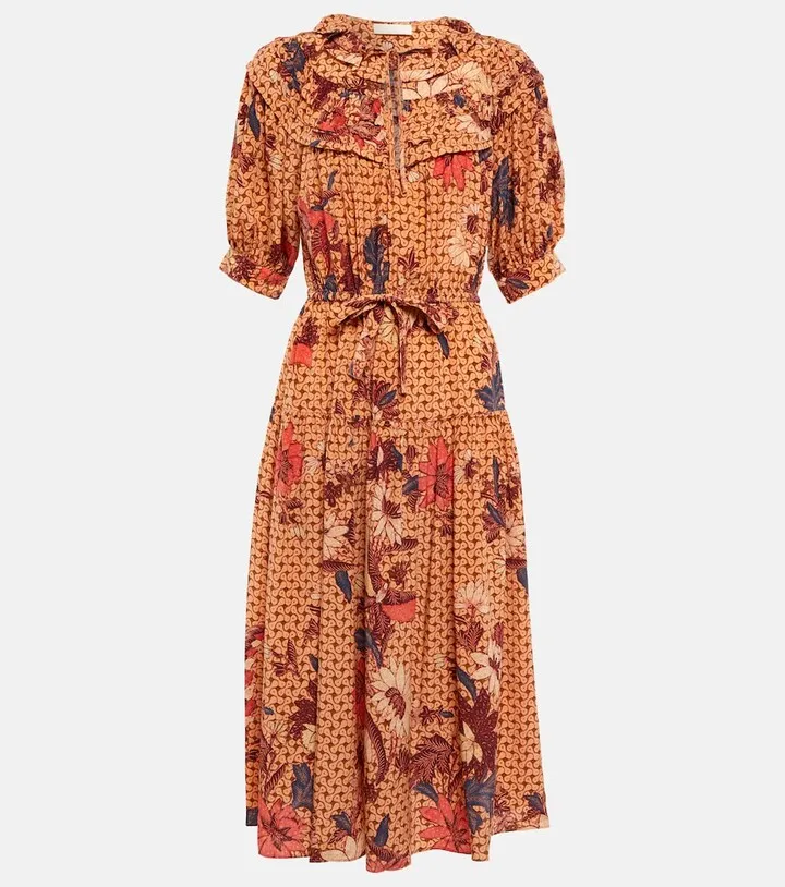 Adette printed silk crepe de chine midi dress