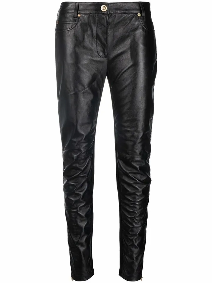 Bi-Material Skinny-Fit Trousers