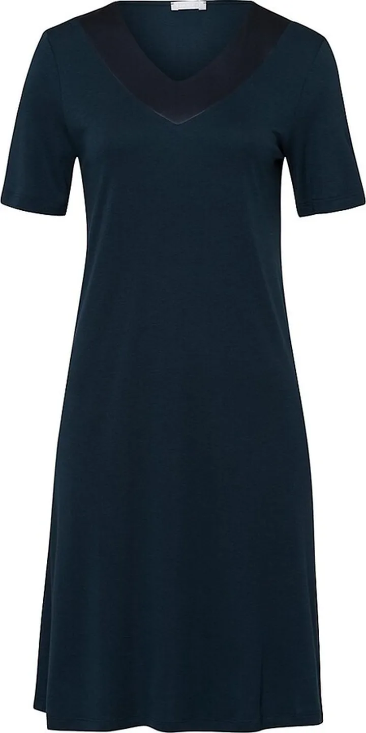 Satin-Embellished Short-Sleeve Nightgown