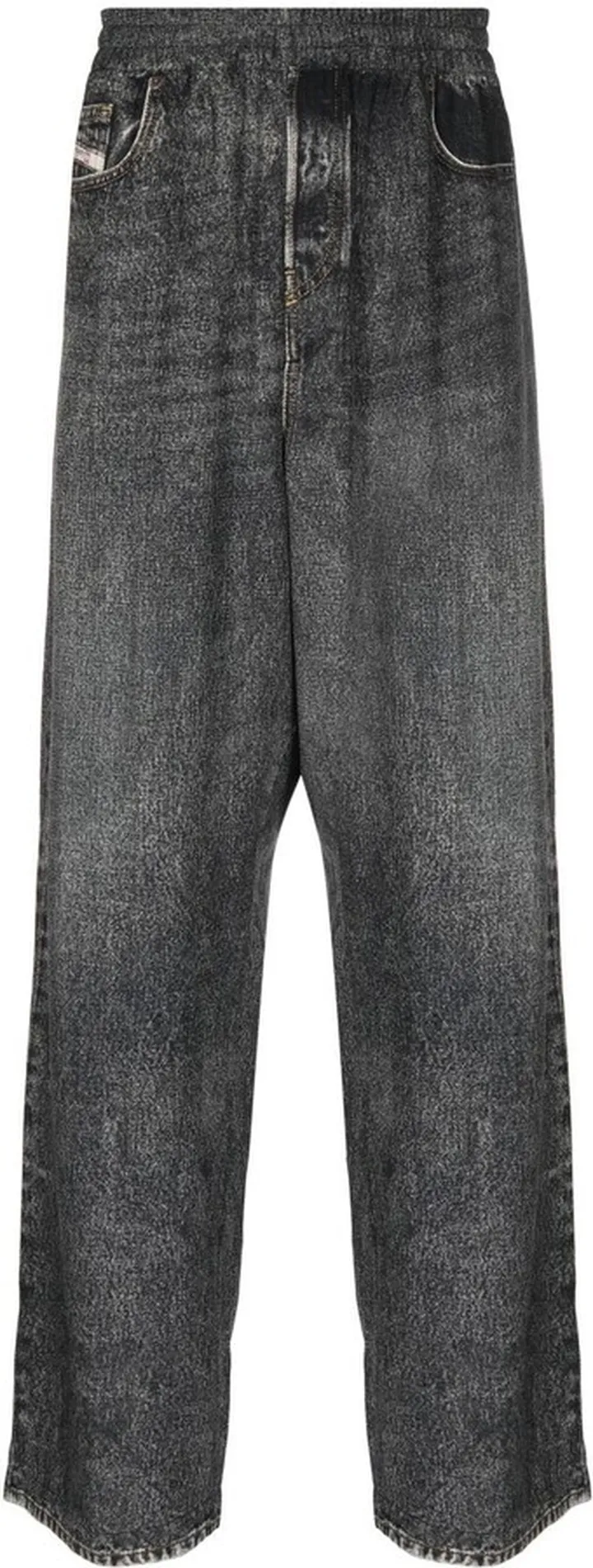 Acid-Wash Straight-Leg Trousers