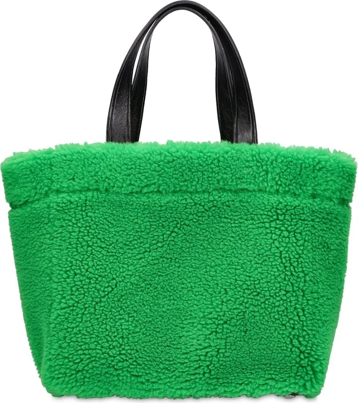 Small faux shearling teddy shopping bag