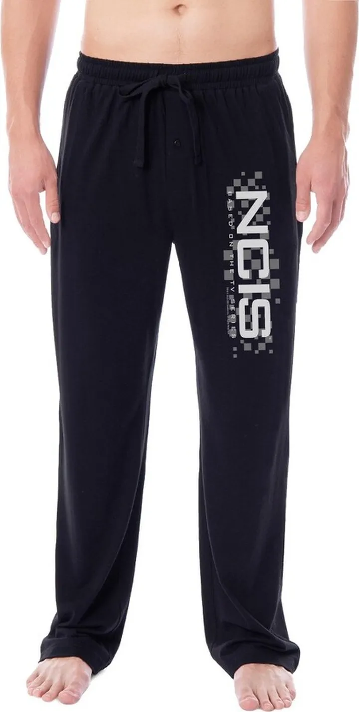 NCIS Mens' TV Show Episodes Series Logo Icon Title Sleep Pajama Pants (XX-Large) Black