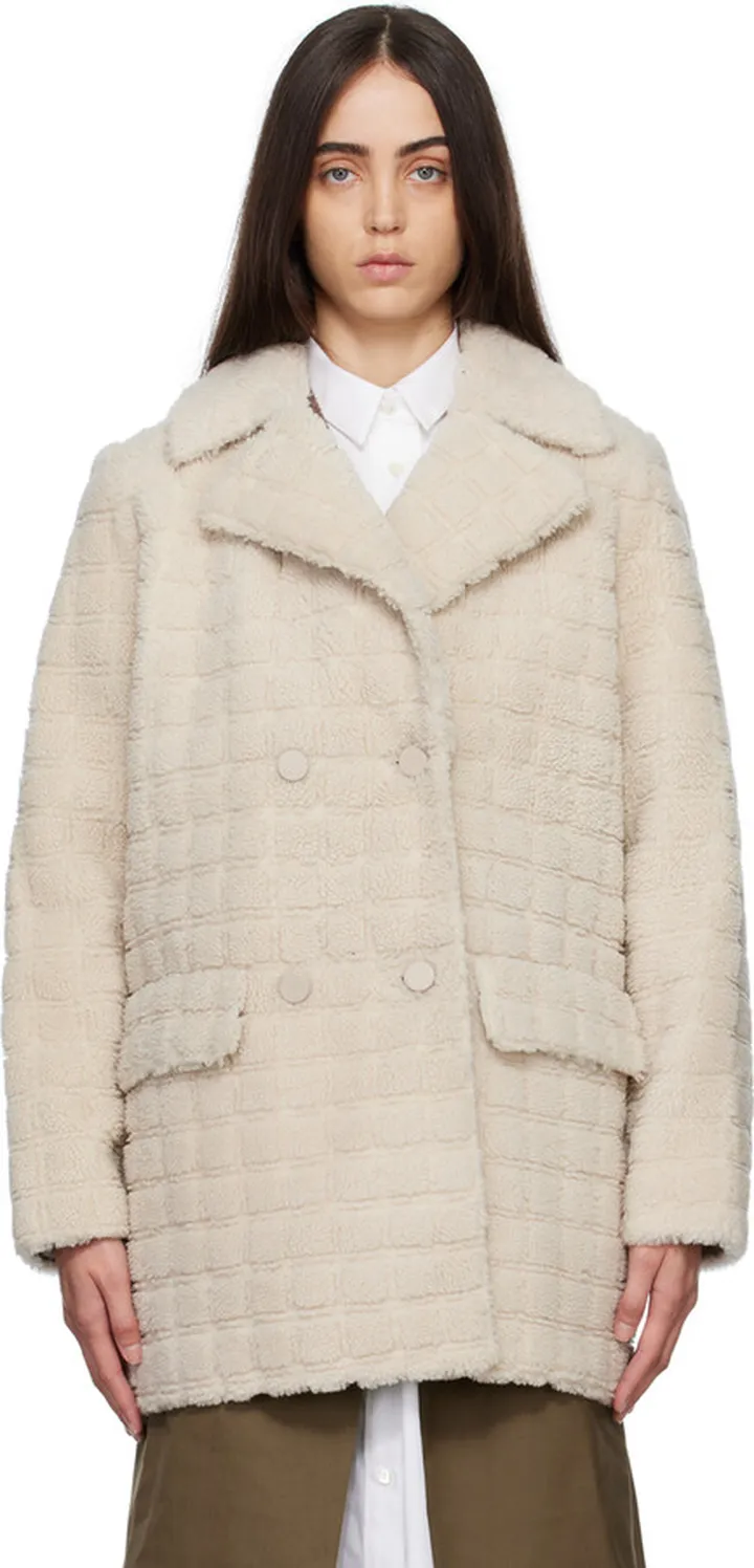 Yves Salomon Off-White Check Coat