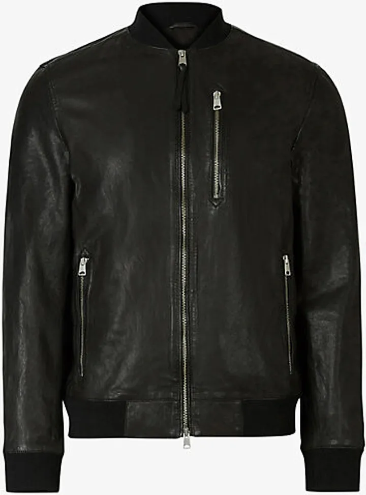 Mens Black Boyton Leather Bomber Jacket Xxl