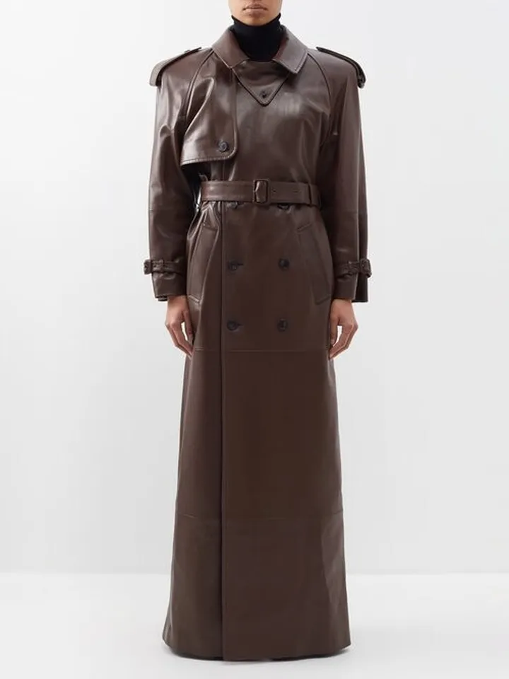 Belted Leather Trench Coat