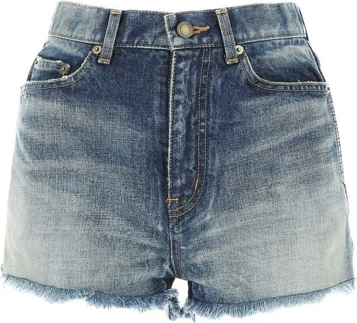 Saint Laurent Raw-Edge Denim Shorts