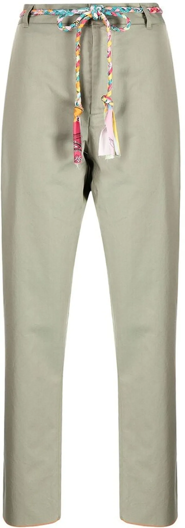 Belted Cotton Straight Trousers