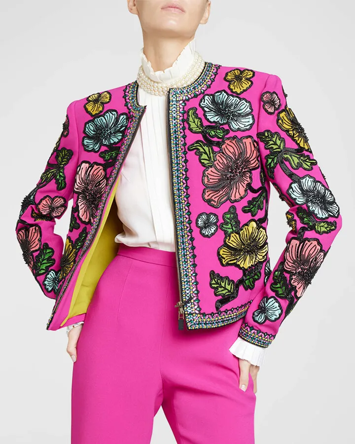 Floral Beaded Woven Jacket