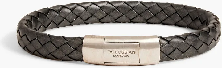 Burnished sterling silver and braided rubber bracelet