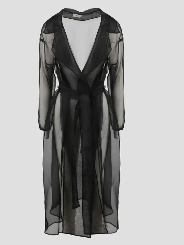 Veiled Silk Trench Coat
