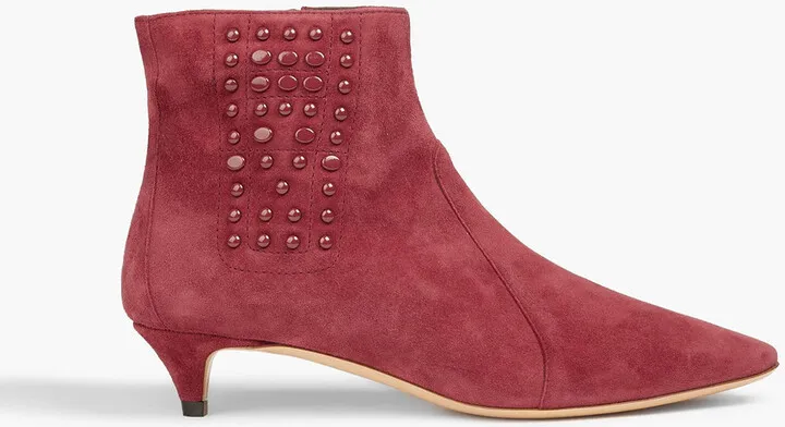 Studded suede ankle boots