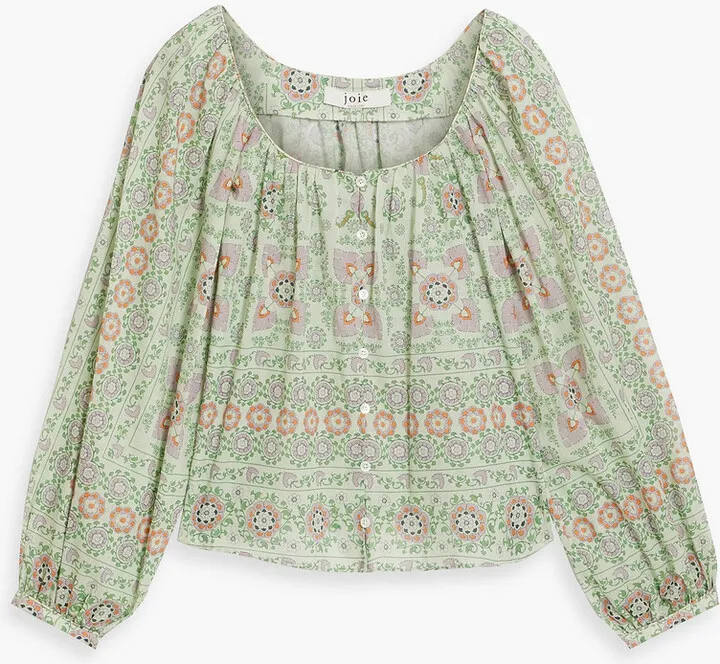 Damarre gathered printed cotton top