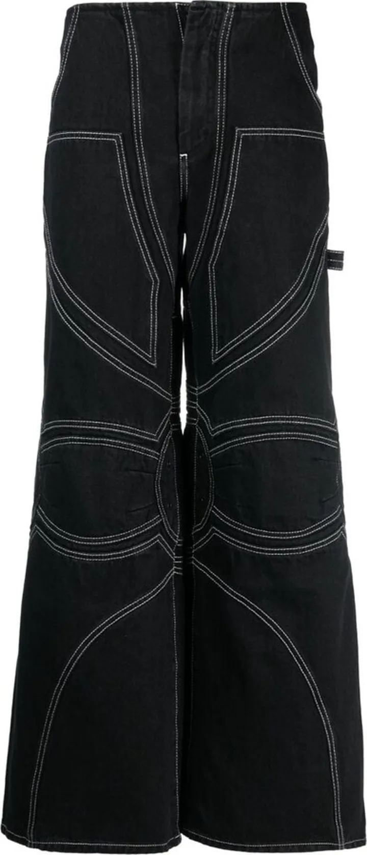 Contrast-Stitch Wide-Leg Jeans