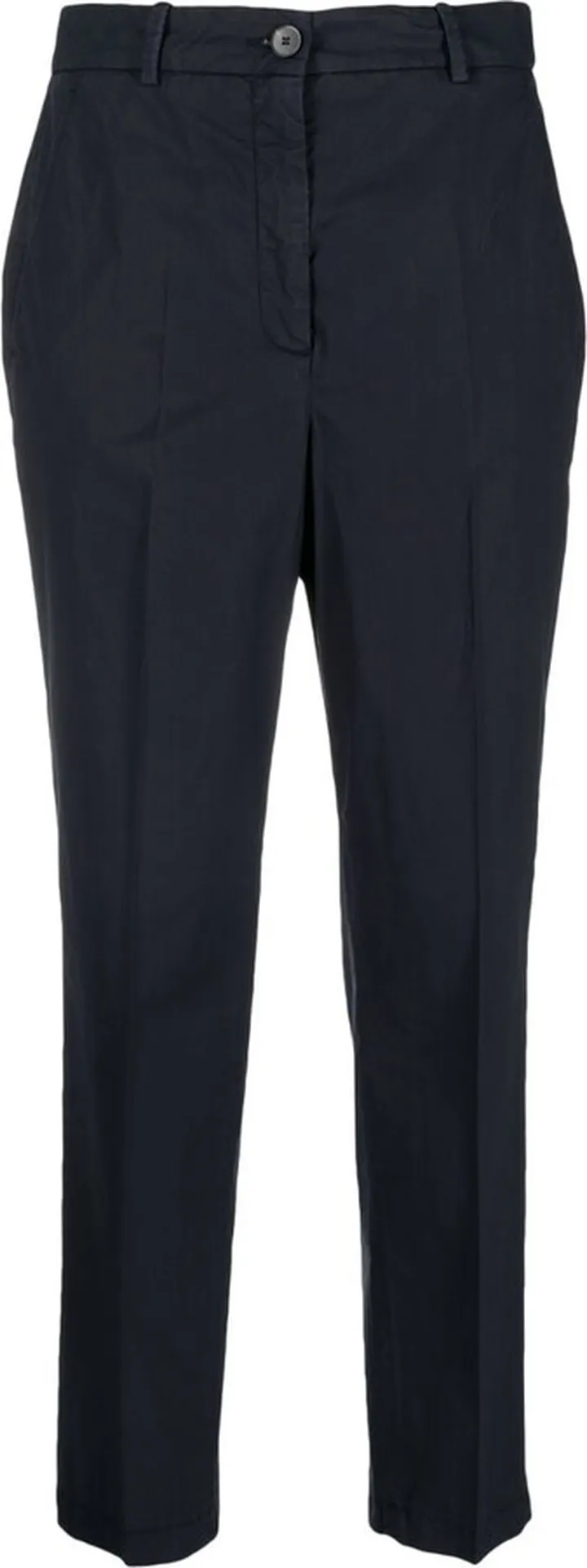 High-Waisted Straight Cotton Trousers