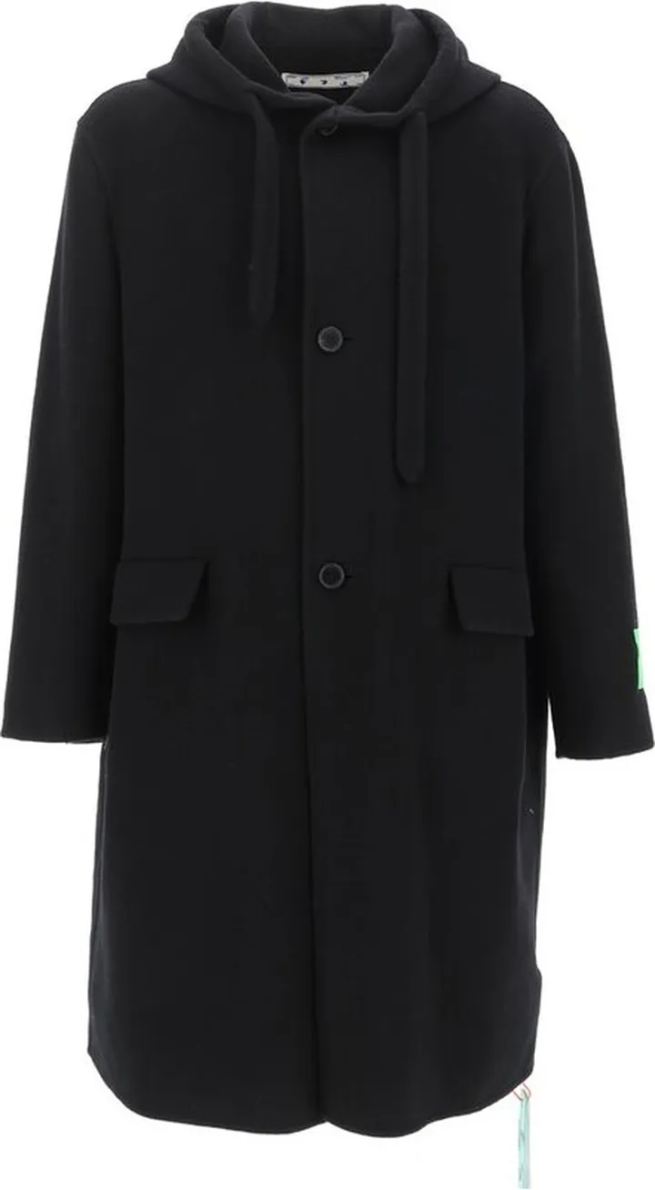 Off-White Logo Patch Long-Sleeved Hooded Coat