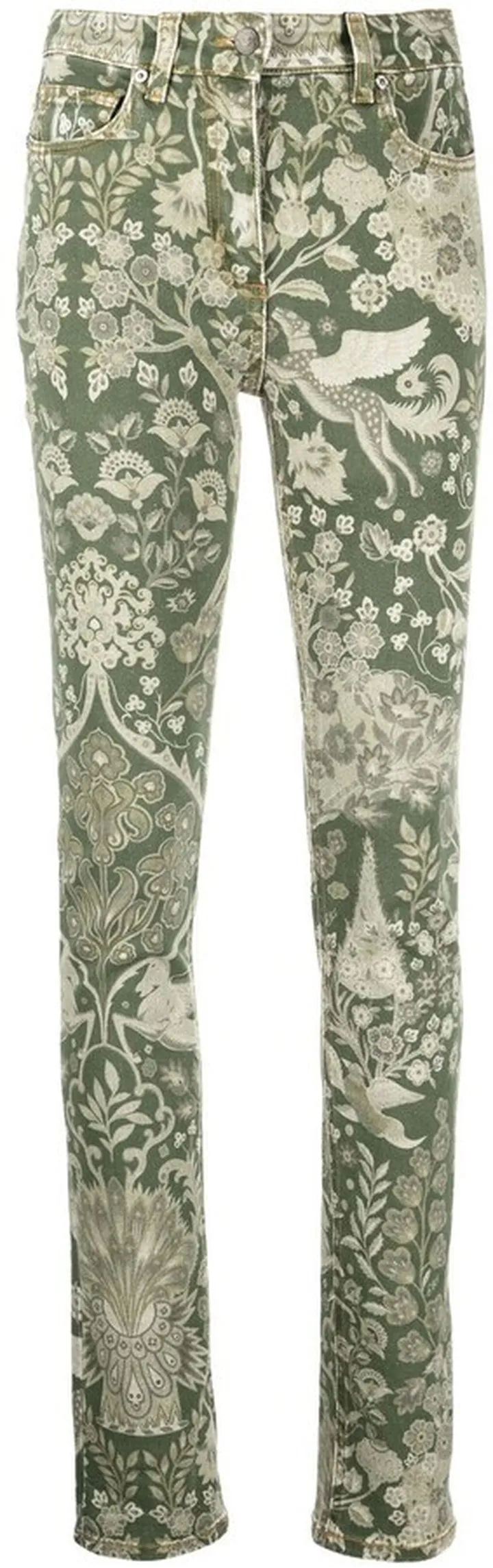 Floral-Print Slim-Cut Jeans