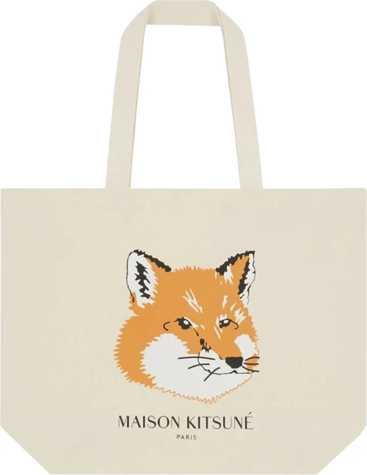 Ecru Fox Head Shopping Bag from Maison Kitsuné