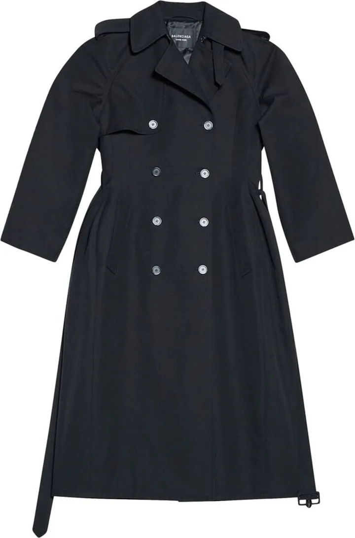 Pussy-Bow Double-Breasted Trench Coat