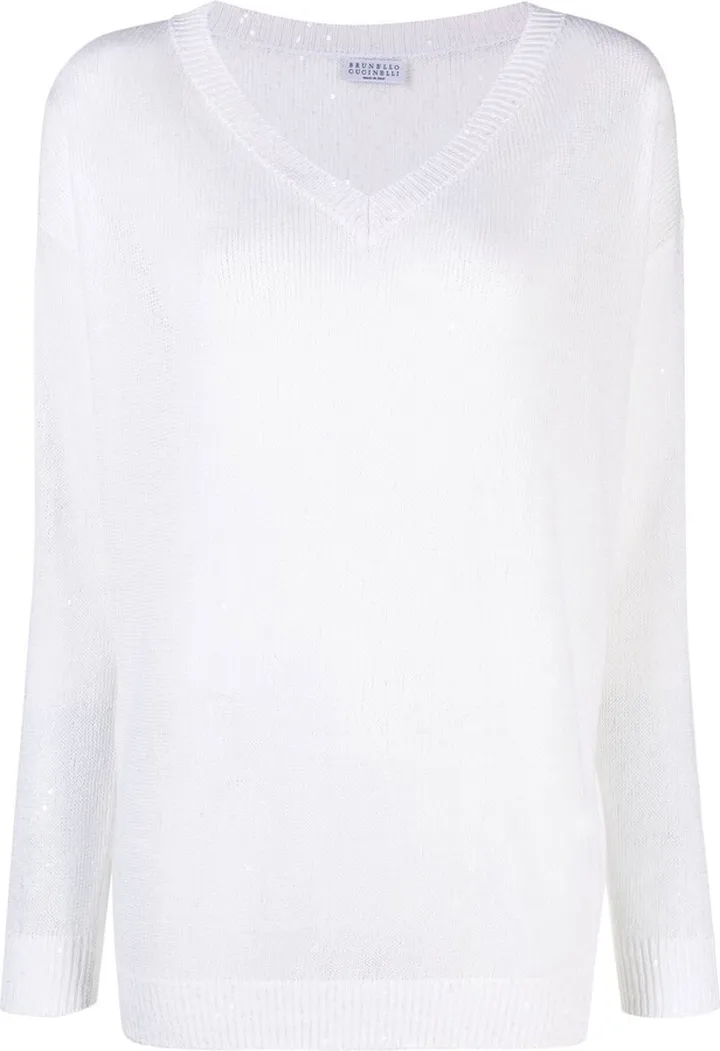 V-neck long-sleeve jumper