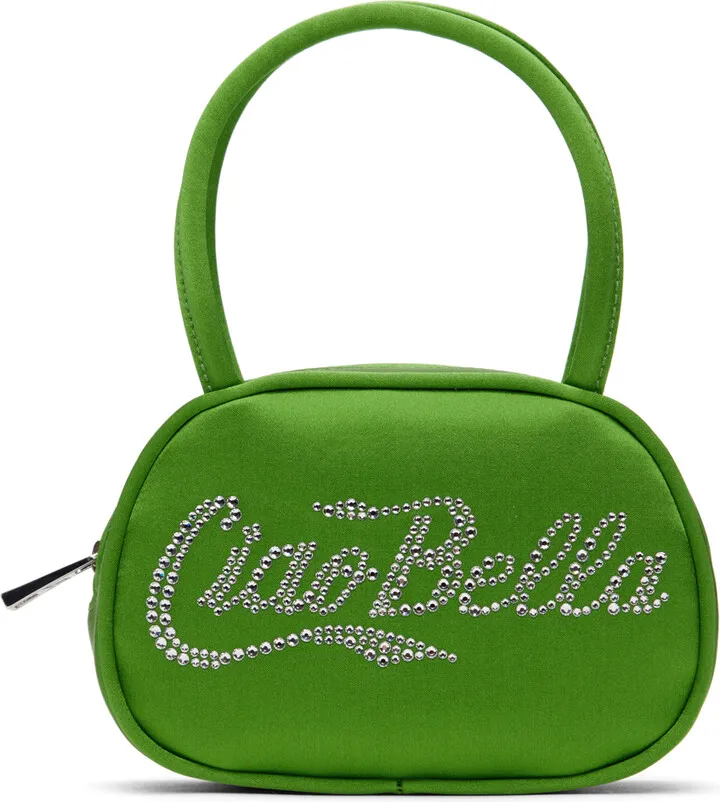 Amina Muaddi Green Supermini Bella Bag