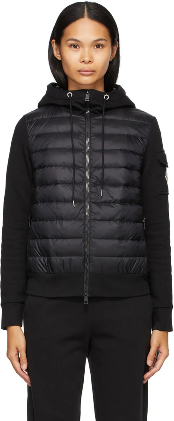Moncler Black Down Jersey Cardigan Jacket