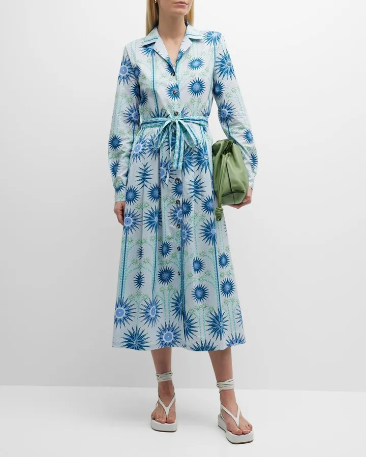 Serena Sea U-Print Belted Midi Shirtdress