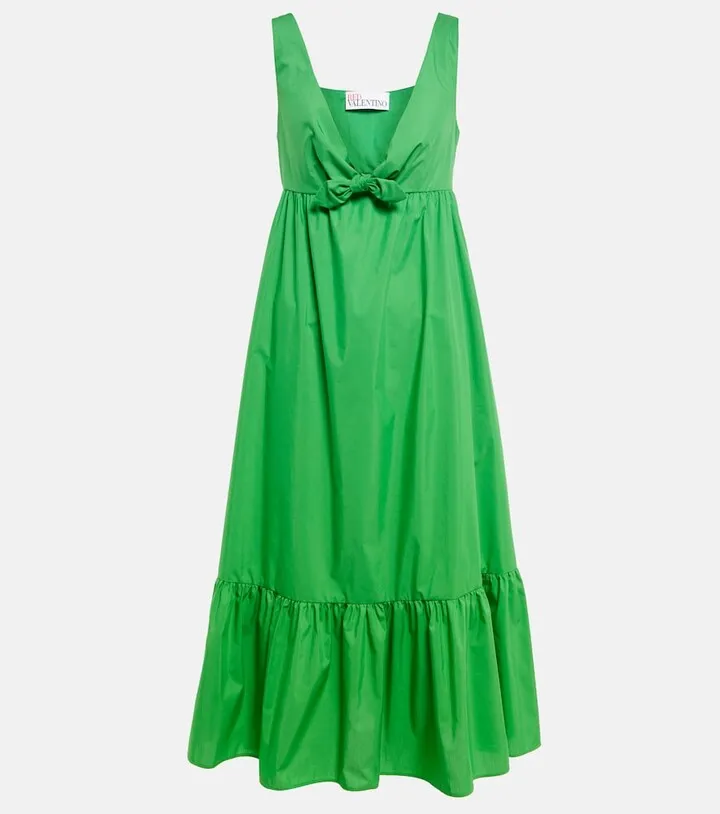 Cotton-blend poplin midi dress