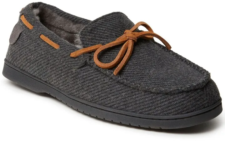 Dearfoams Fireside Men's Grafton Moccasin Lace Tie Slippers Men's Shoes