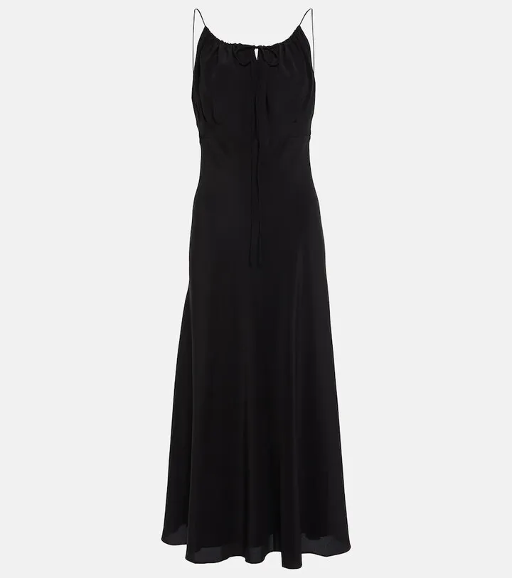Halterneck silk maxi dress