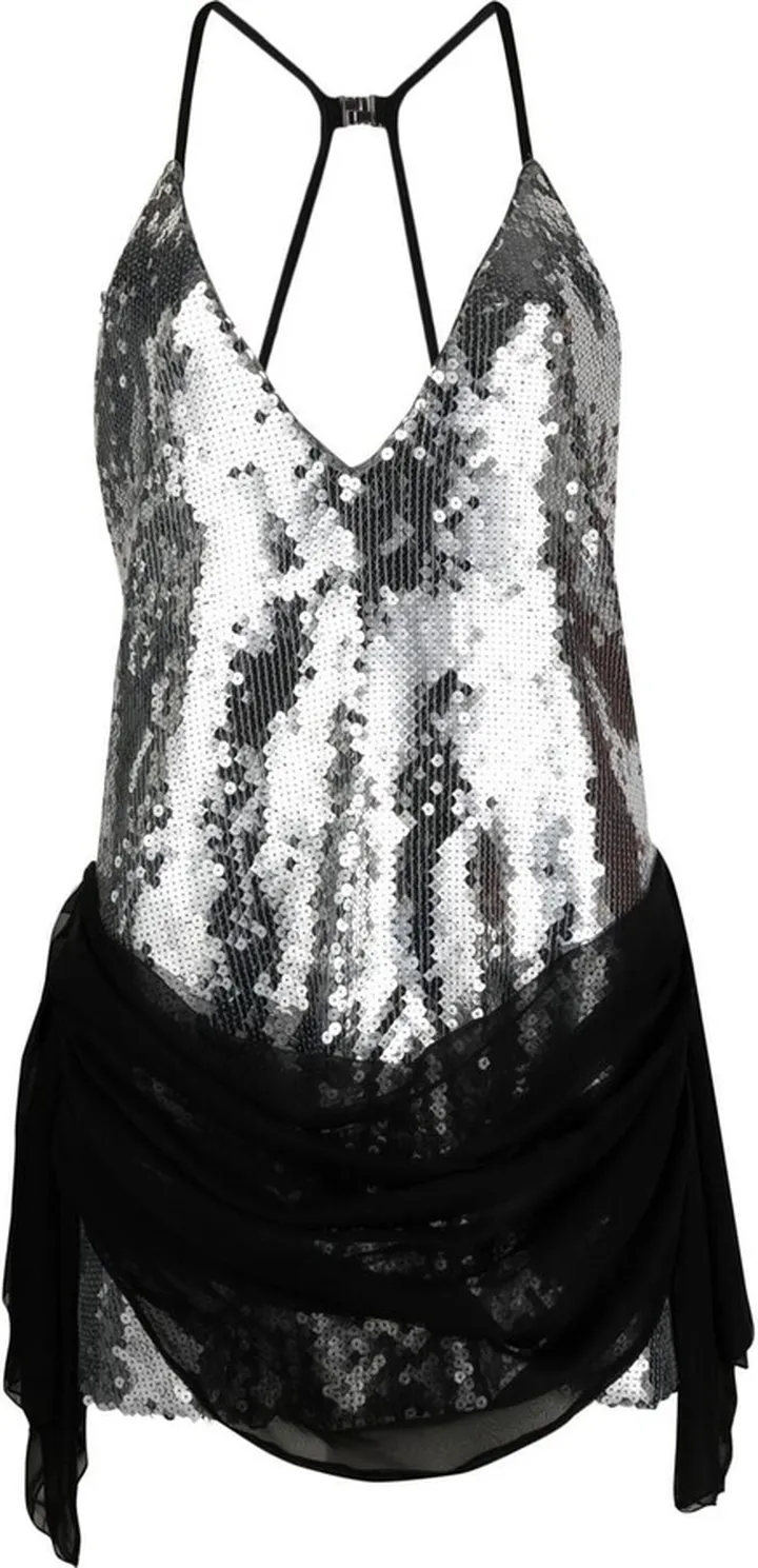 Sequin-Embellished Sleeveless Mini Dress