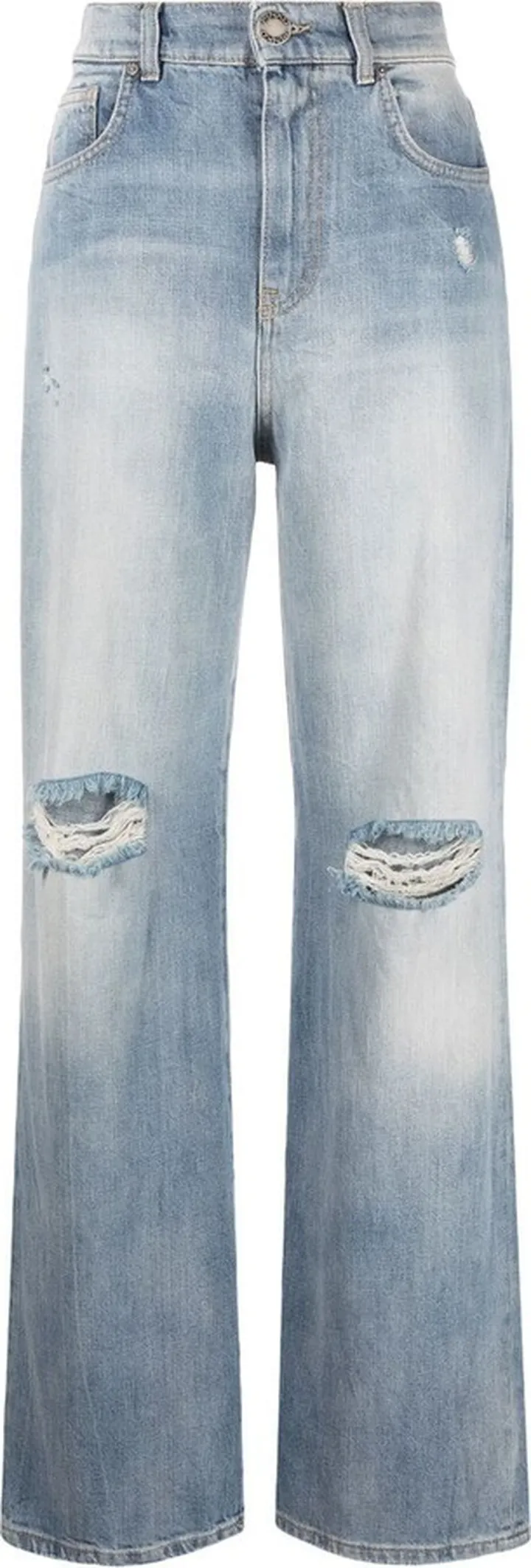 Wide-leg vintage ripped jeans
