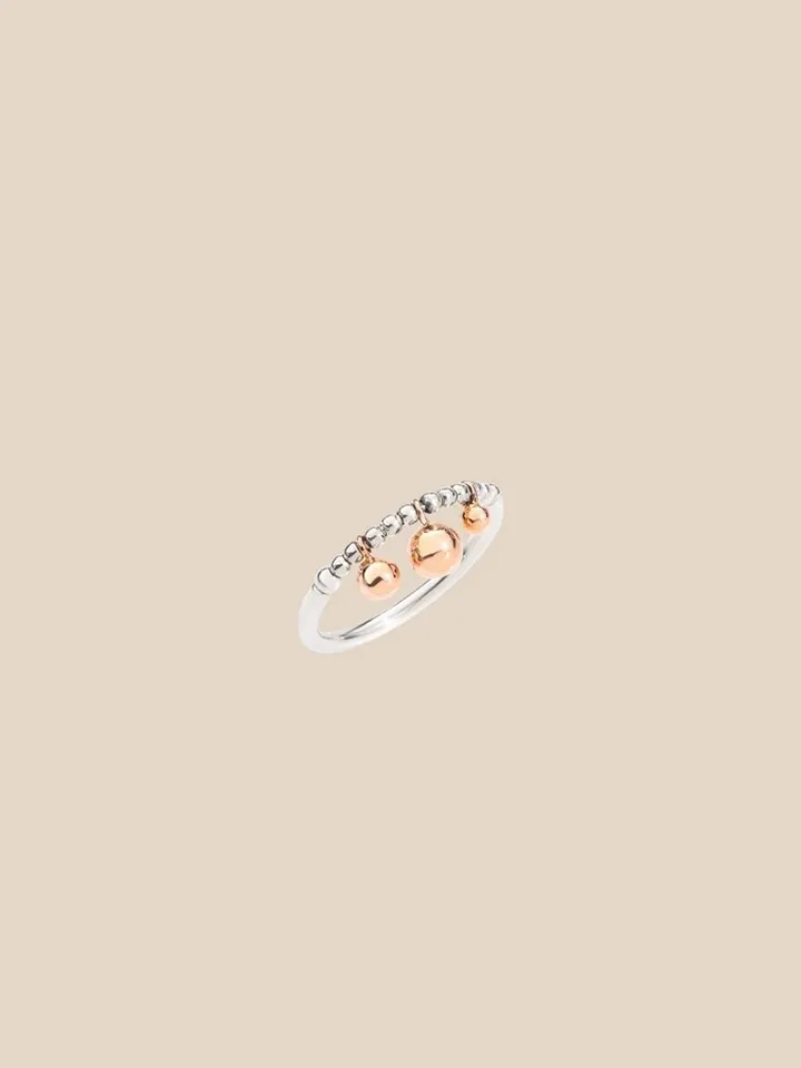 Dodo Bollicine ring in silver with 9 kt rose gold spheres