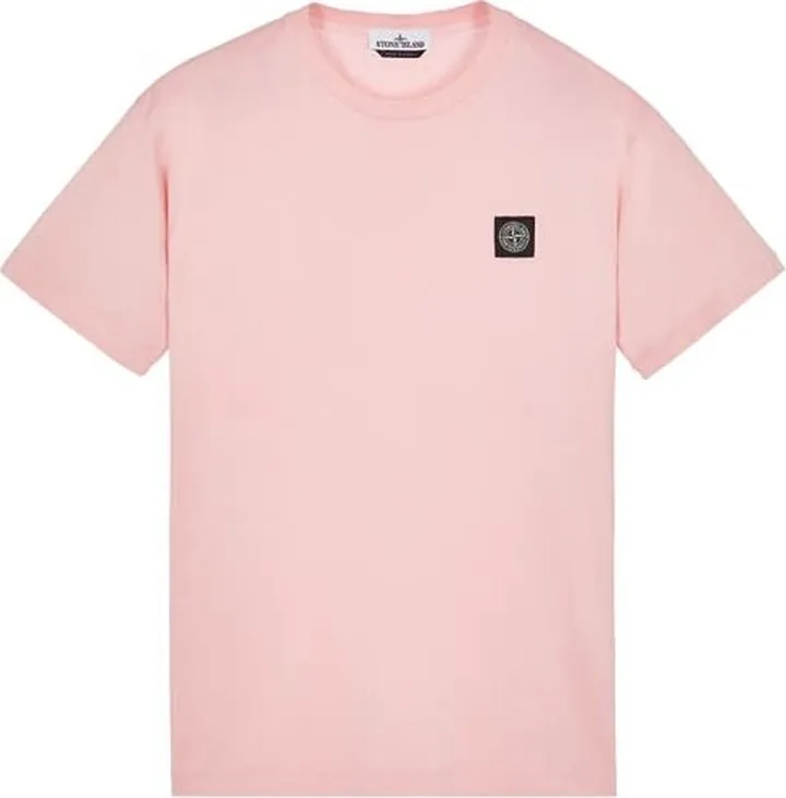 Pink t-shirt with small frontal embroidered logo from Stone Island.