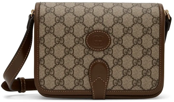 Gucci Beige & Brown GG Supreme Mini Shoulder Bag