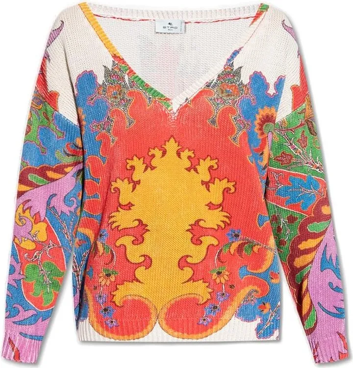 Etro Paisley Printed V-Neck Jumper