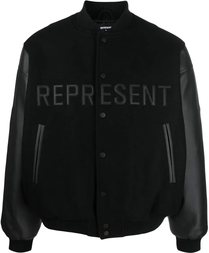 Logo-Patch Woollen Bomber Jacket