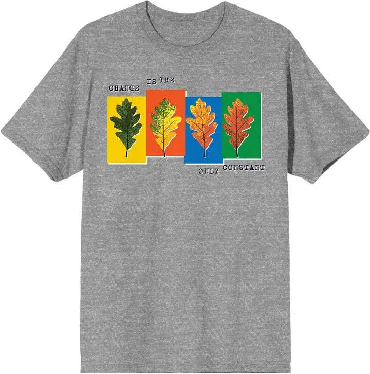 Natural World Changing Leaves Men’s Heather Gray T-Shirt-Large