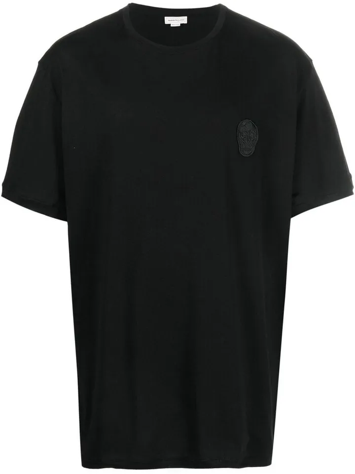 Skull patch round-neck T-shirt